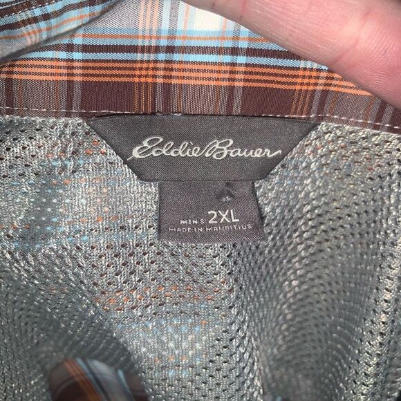 Eddie Bauer orange plaid gorpcore 2xl button down shirt - Picture 3 of 3